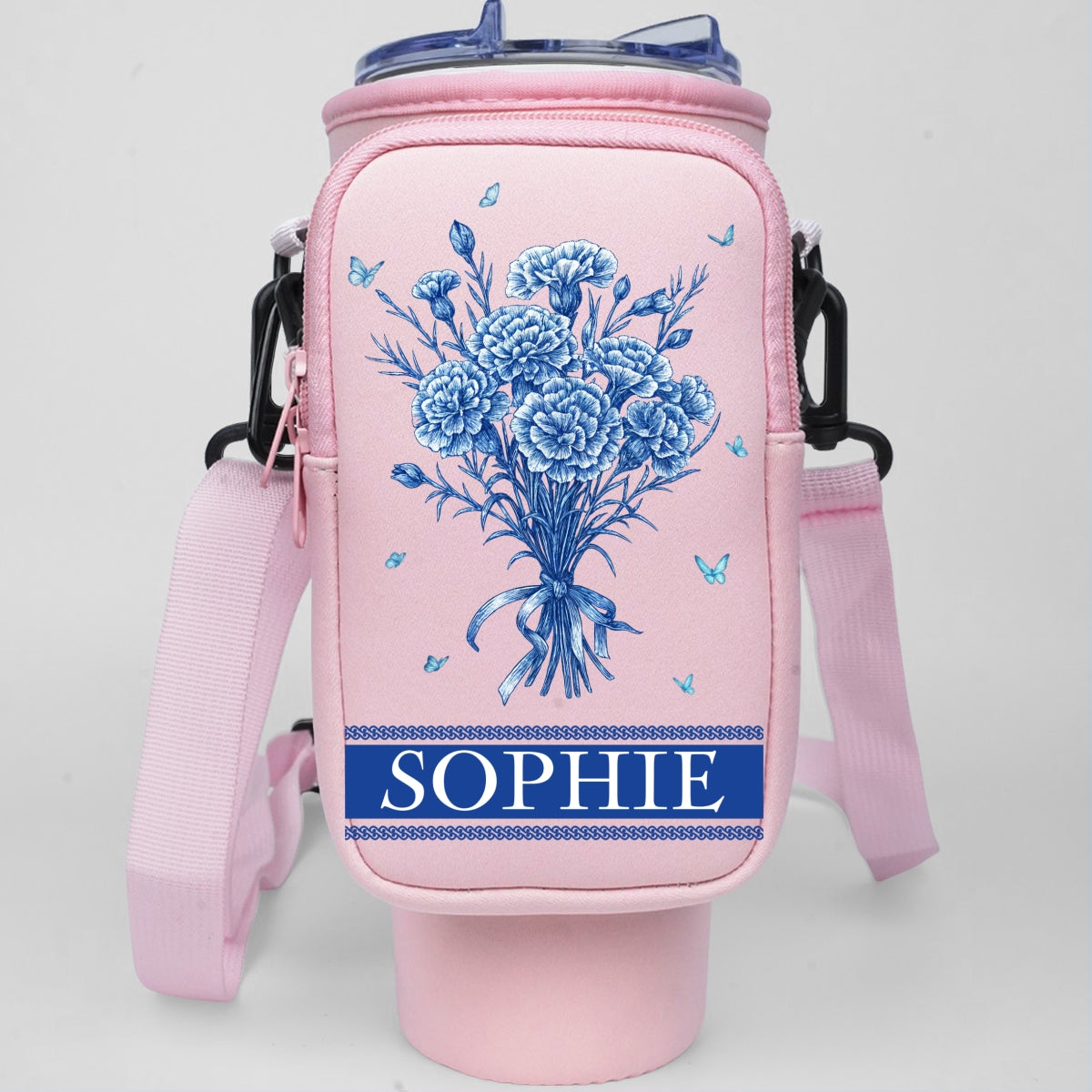 Grandma Love Grow Here - Personalized Custom Water Bottle Carrier Bag