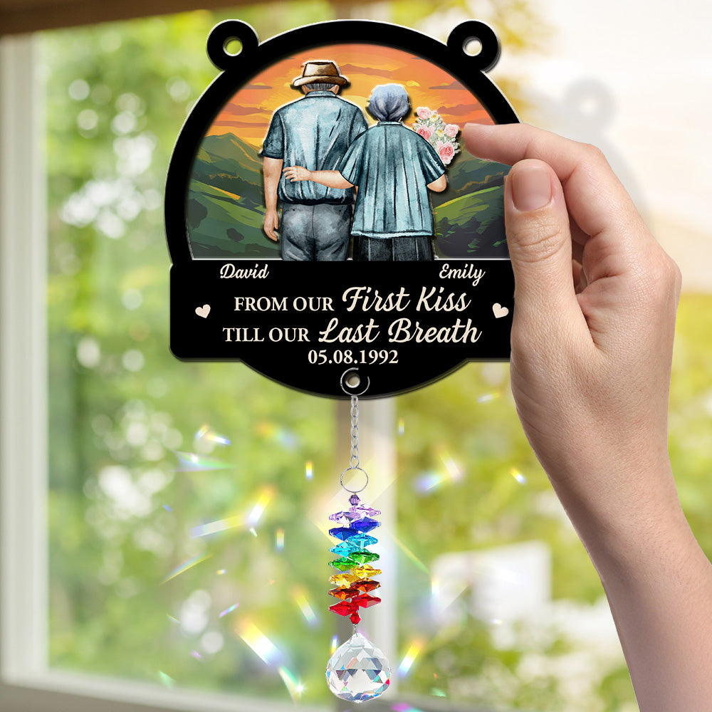 From Our First Kiss - Personalized Custom Suncatcher With Crystal Rainbow Charm