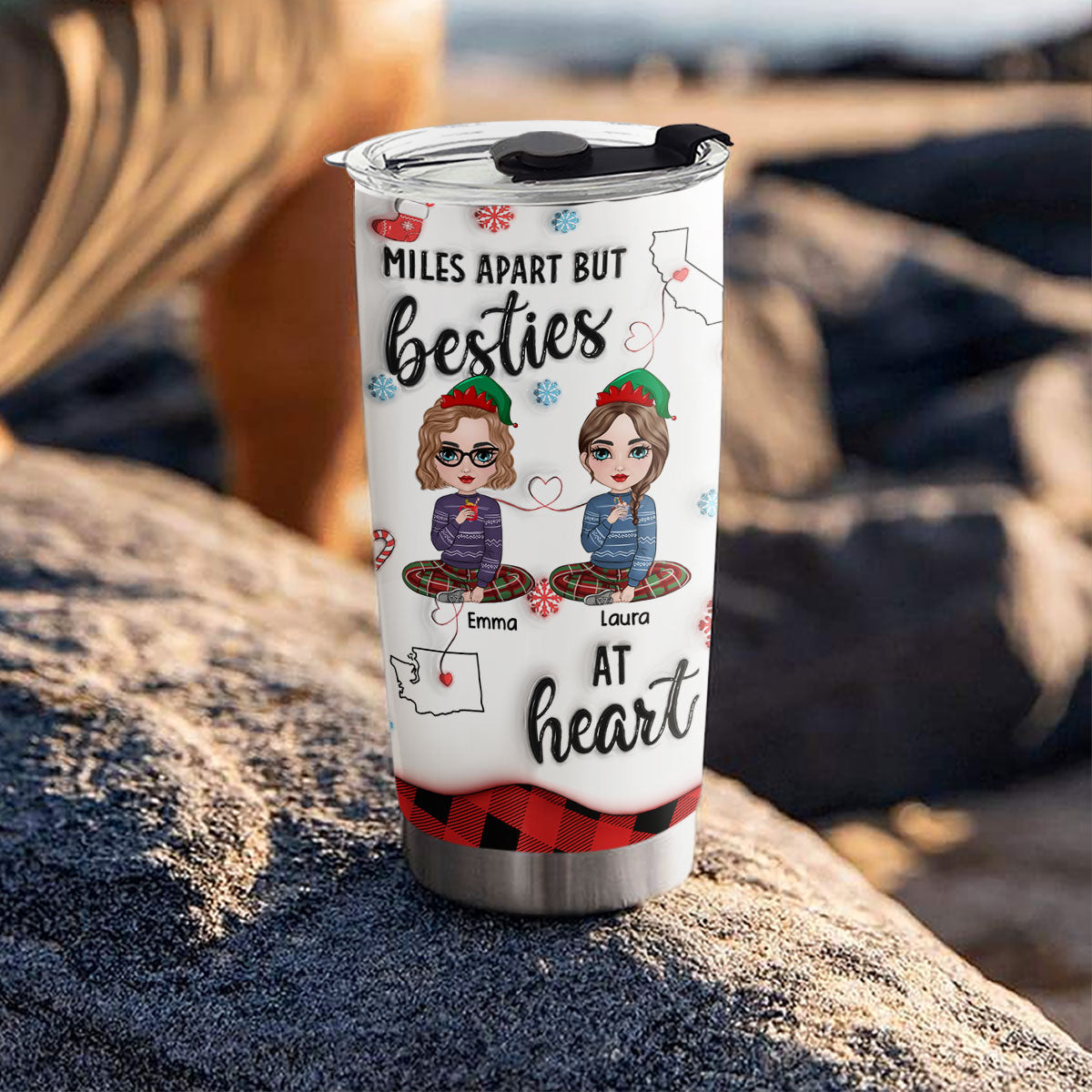 Long Distance Besties - Personalized Custom 3D Inflated Effect Tumbler