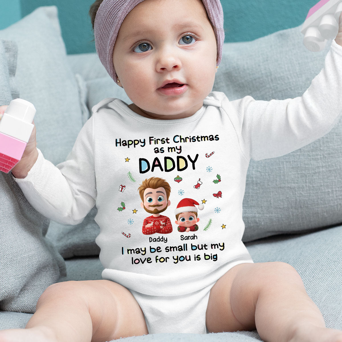 First Christmas With Baby - Personalized Custom Long Sleeve Baby Onesie
