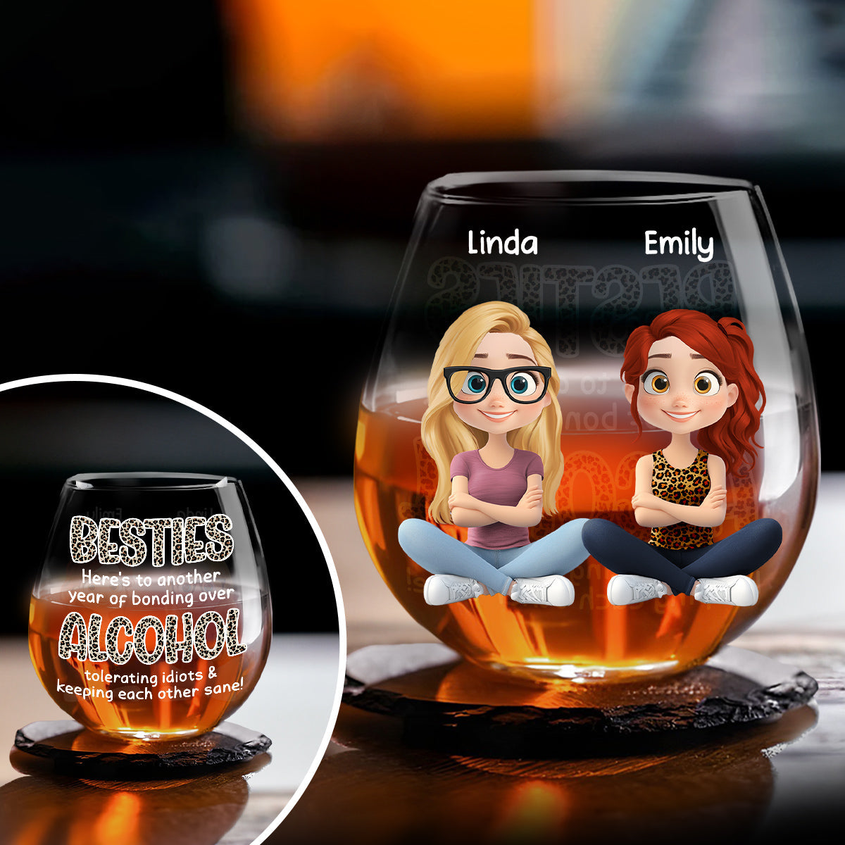 Alcohol Tolerating Cartoonize - Personalized Custom Wine Glass