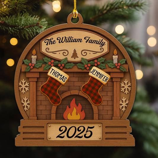 Christmas Eve Stockings - Personalized Custom Wood Ornament