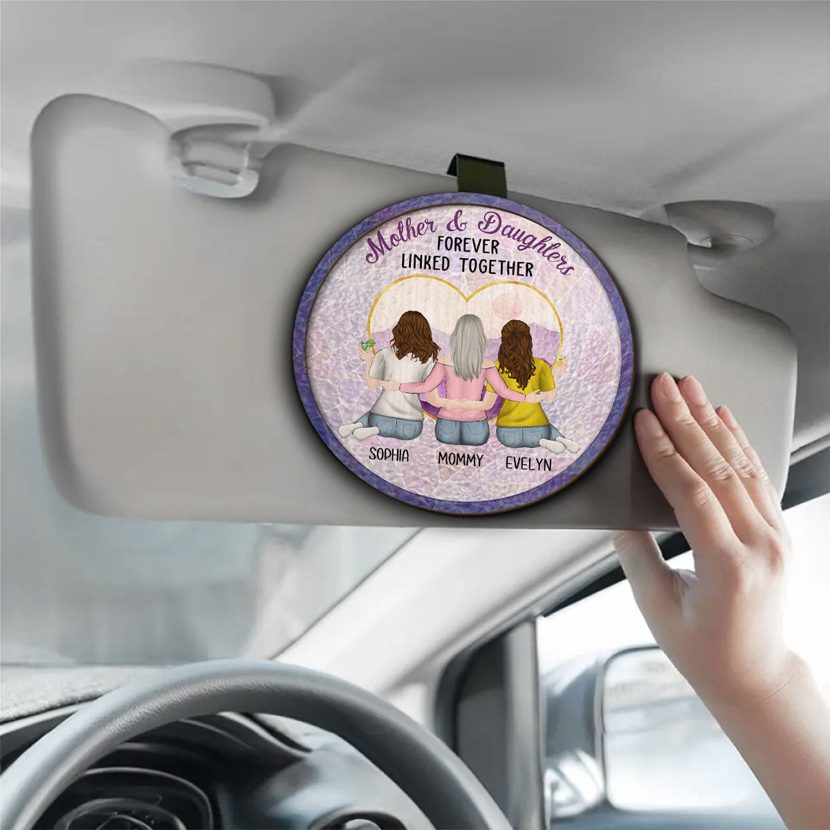 Mother And Daughters Forever Linked Together - Personalized Custom Car Visor Clip
