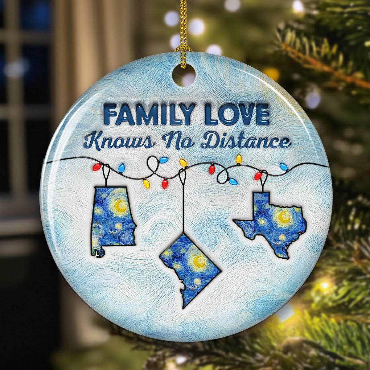 Long Distance - Personalized Custom  3D Inflated Effect Ceramic Ornament
