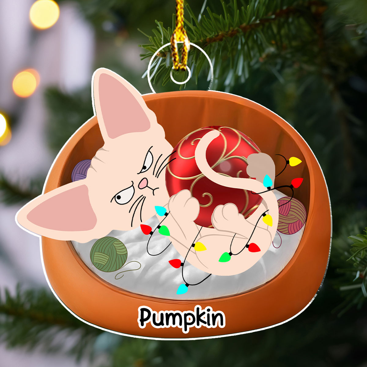 Lovely Swinging Cat - Personalized Custom Acrylic Ornament