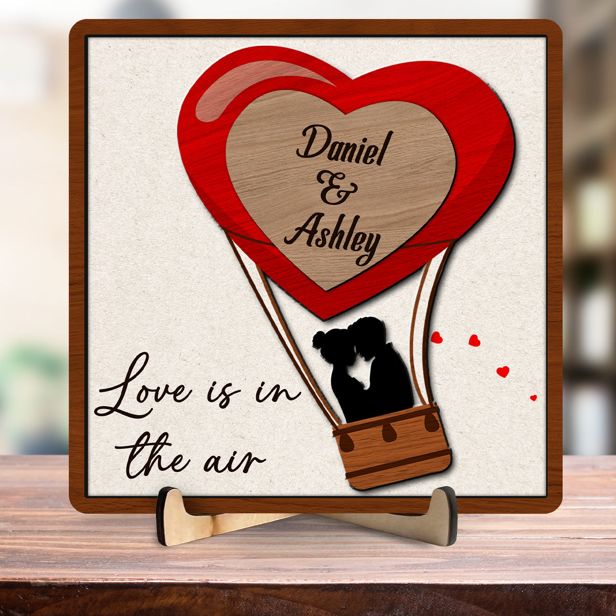 Love Is In The Air - Personalized Custom Wooden Plaque