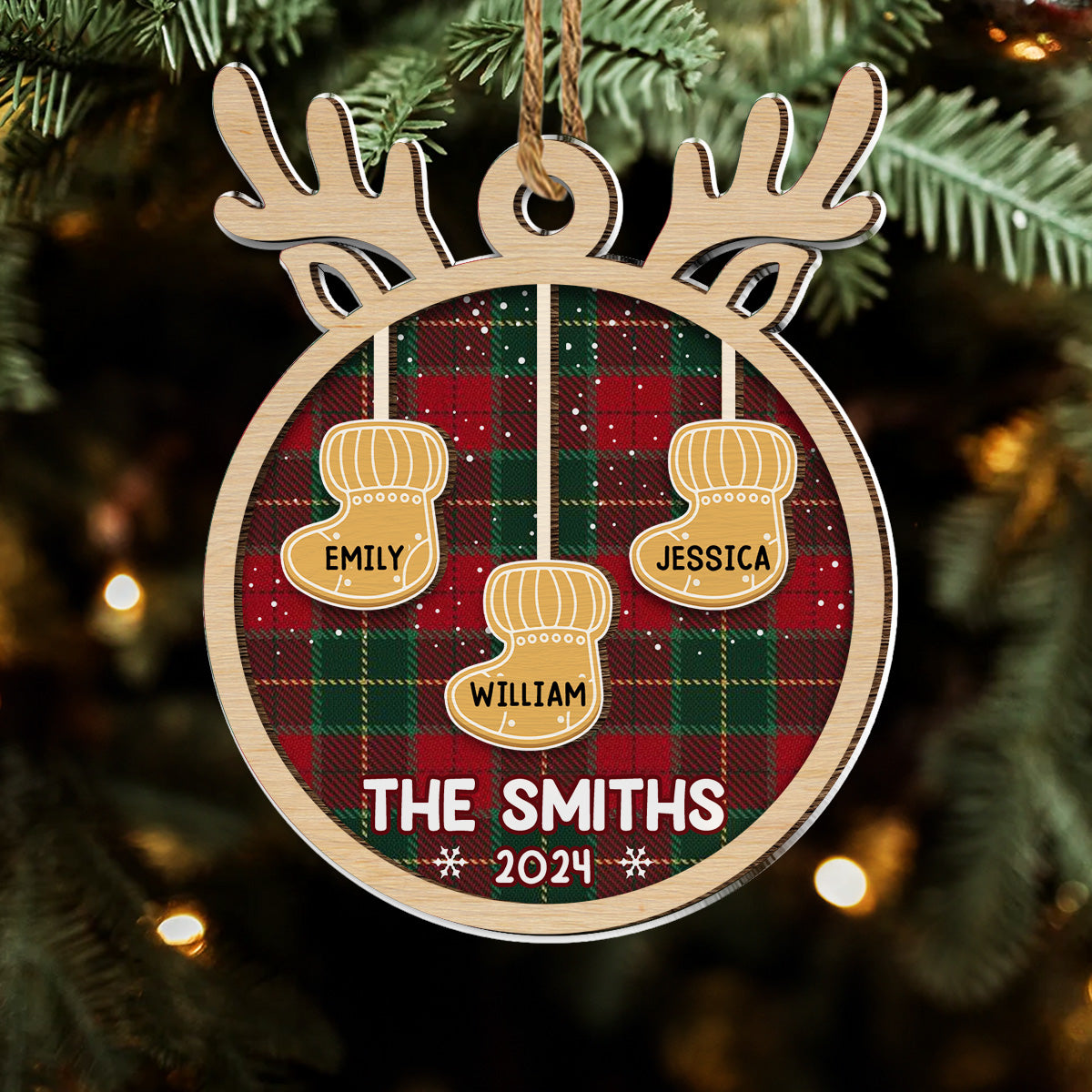 Ginger Family Christmas - Personalized Custom Wood And Acrylic Ornament