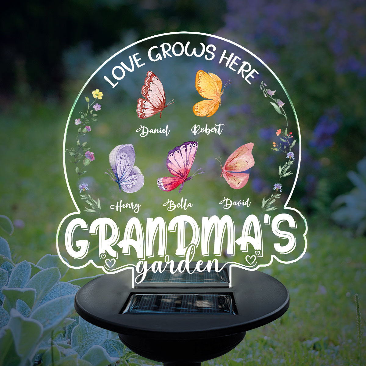Lovely Butterfly Of Grandma - Personalized Custom Solar Light