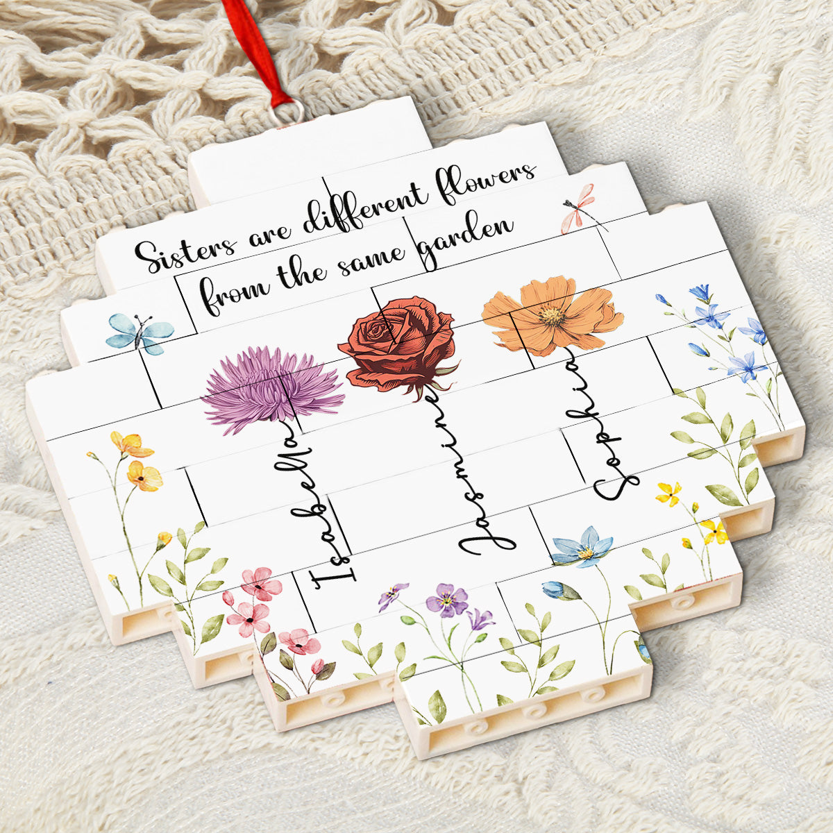 Lovely Flowers - Personalized Custom Puzzle Ornament