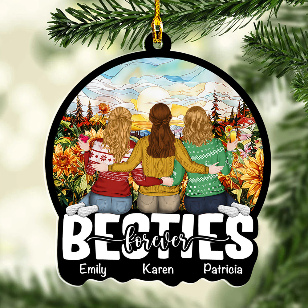 Besties Sitting Together - Personalized Custom Acrylic Ornament