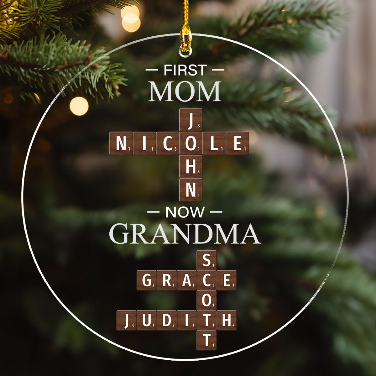 First Mom Now Grandma Crossword - Personalized Custom Acrylic Ornament
