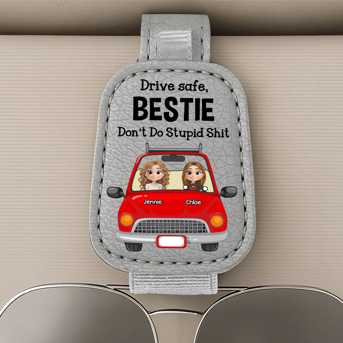 Drive Safe - Personalized Custom Sunglasses Holder For Car Visor