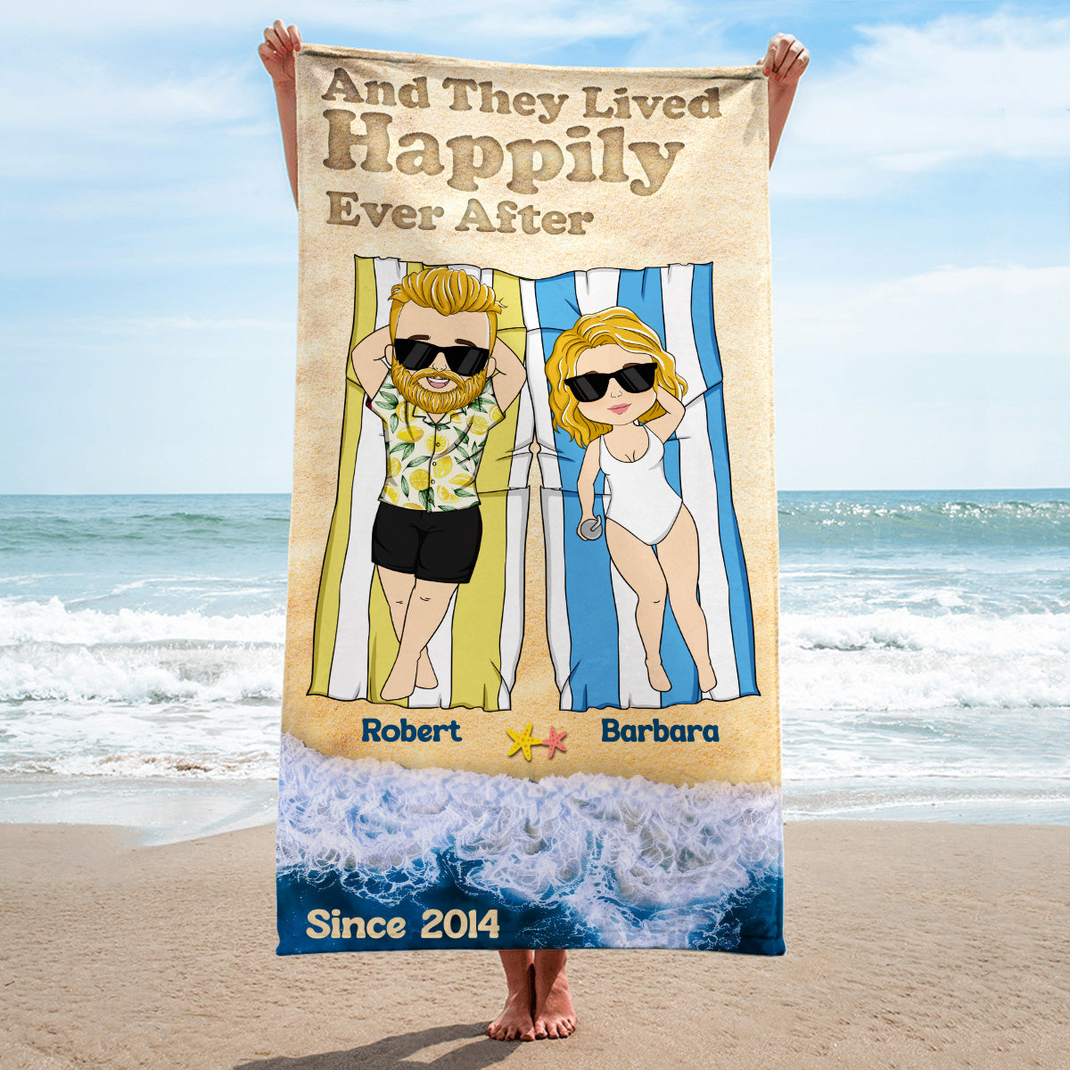 They Lived Happily Ever - Personalized Custom Beach Towel