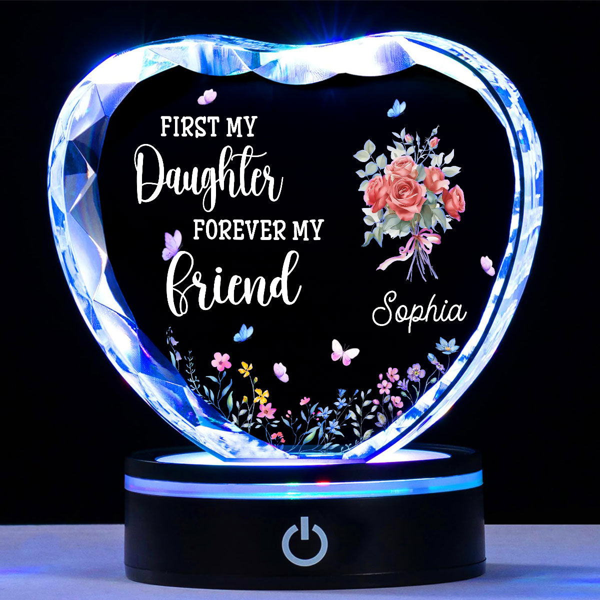 First My Daughter Forever My Friend - Personalized Custom Crystal Led Light