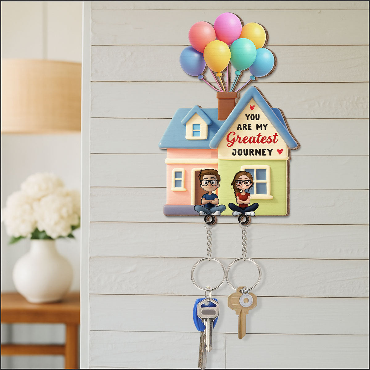 You Are My Greatest Journey - Personalized Custom Wooden Key Holder With Keychain