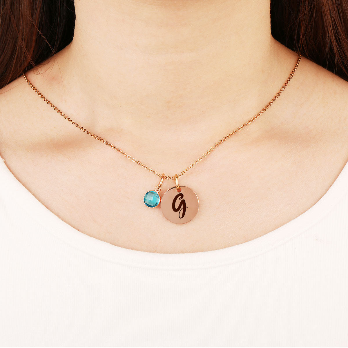 Glitter Alphabet Cartoon - Personalized Custom Birthstone Necklace With Message Card