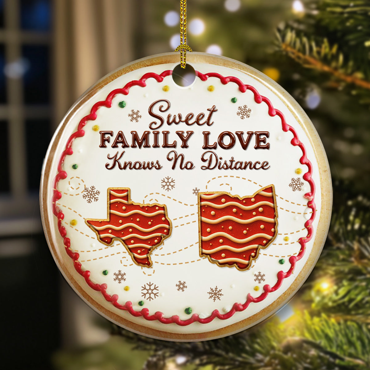 Sweet Family Love - Personalized Custom 3D Effect Ceramic Ornament