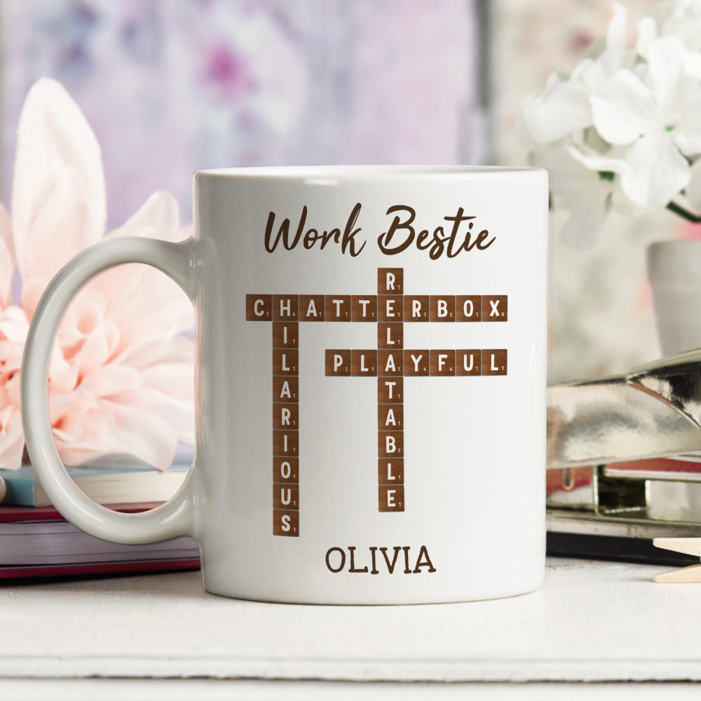 Work Bestie Crossword - Personalized Custom Coffee Mug