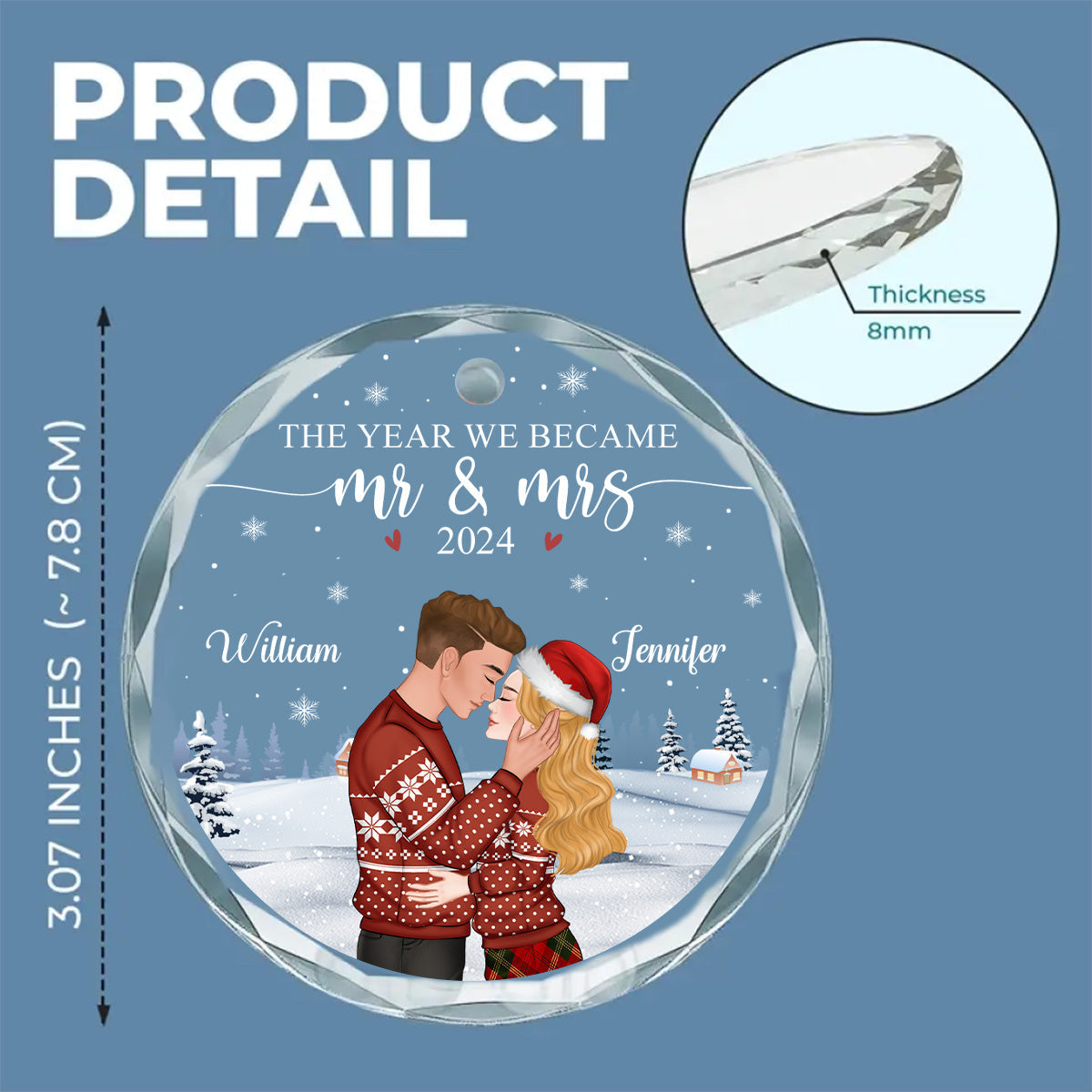 We Became Mr And Mrs - Personalized Custom Glass Ornament