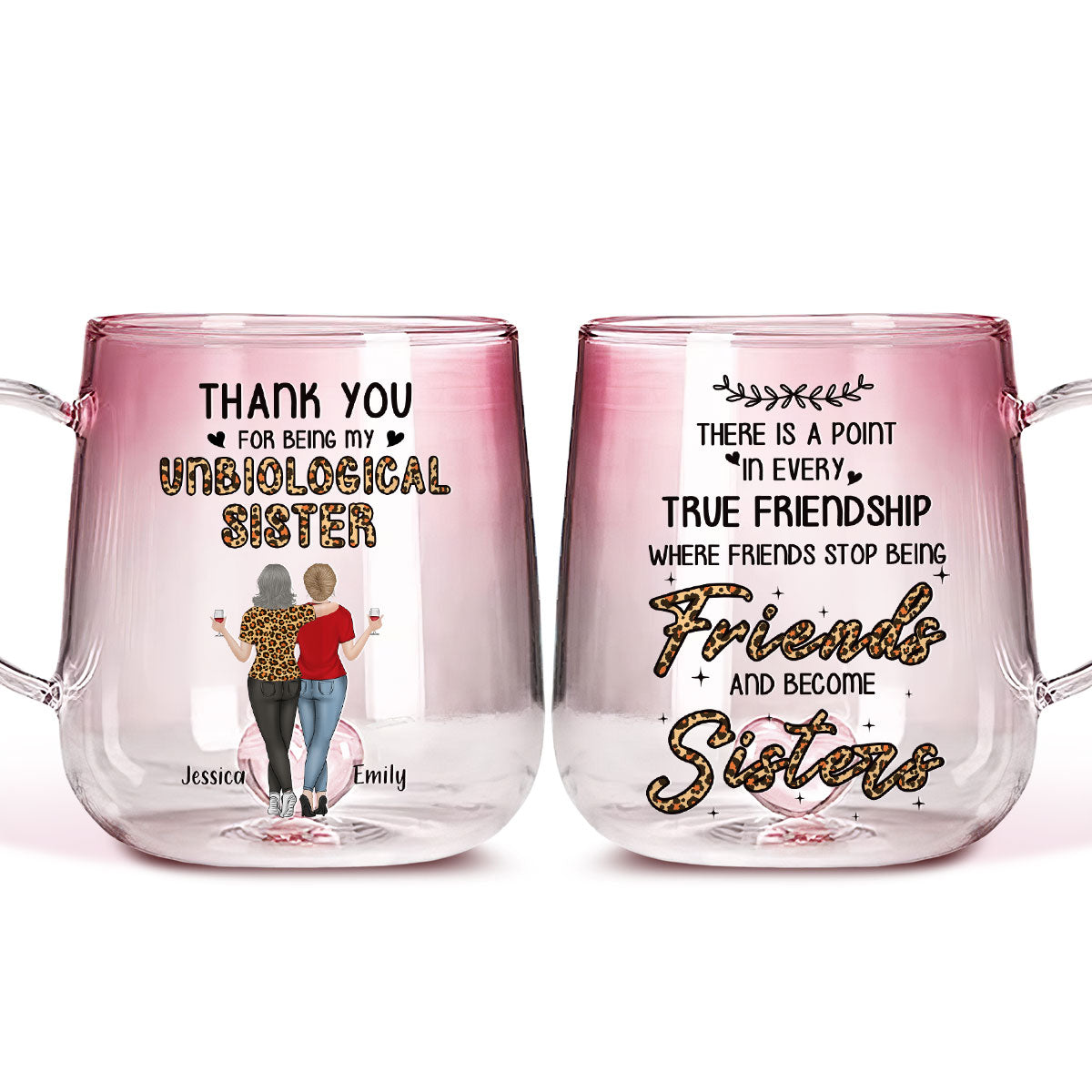 True Friendship - Personalized Custom Pink Gradient Glass Mug