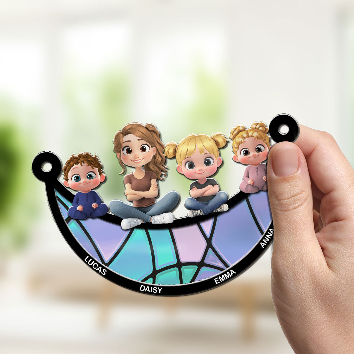 Mom We Love You To The Moon And Back - Personalized Custom Suncatcher