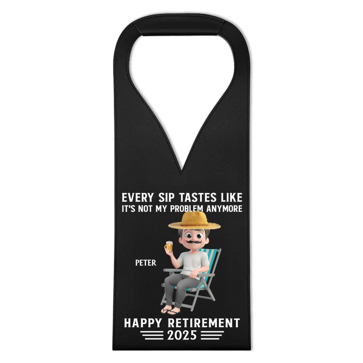 Happy Retirement - Personalized Custom Leather Wine Bag