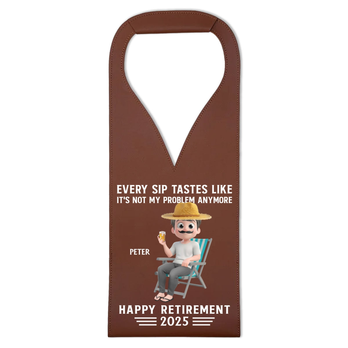 Happy Retirement - Personalized Custom Leather Wine Bag