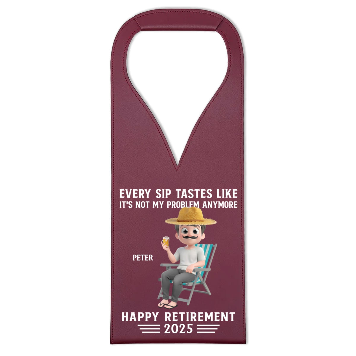 Happy Retirement - Personalized Custom Leather Wine Bag