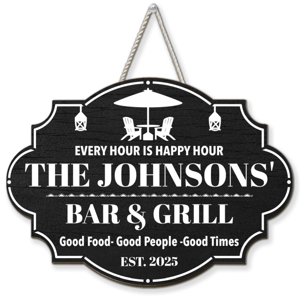 Happy Hour - Personalized Custom Wood Sign