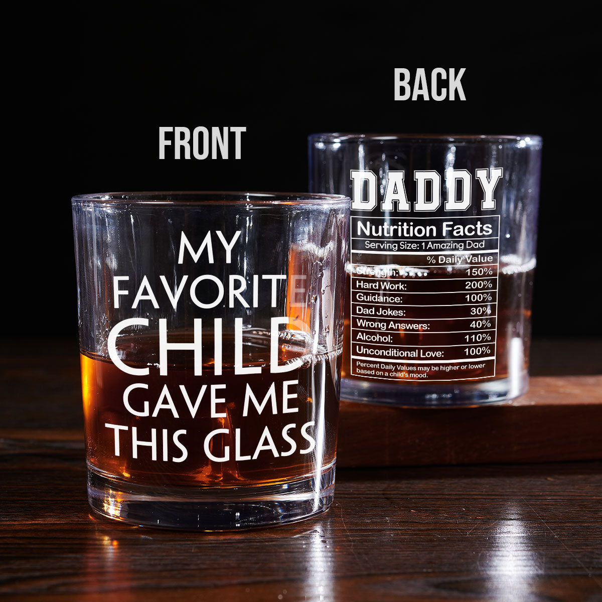 Nutrition Facts Of Dad - Personalized Custom Whiskey Glass