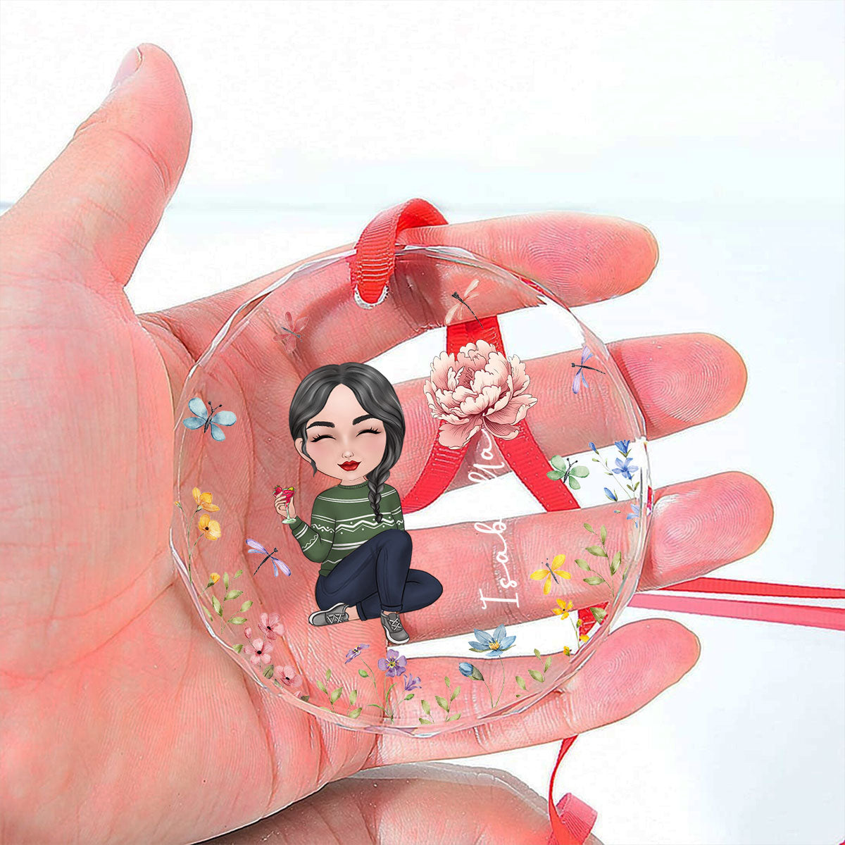 Bloom Girl Charm - Personalized Custom Glass Ornament
