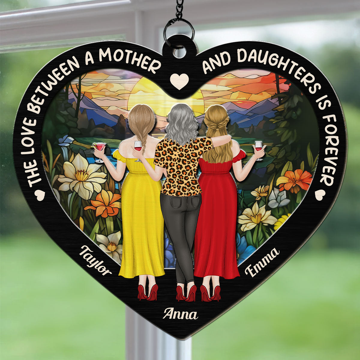 Mother And Daughter Forever Love - Personalized Custom Suncatcher