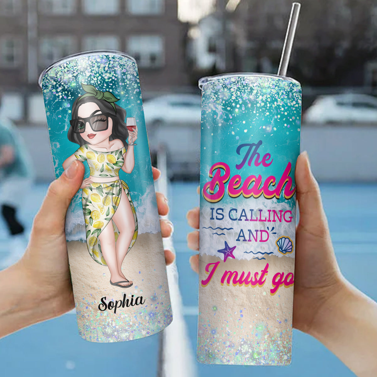 Beach Is Calling - Personalized Custom Skinny Tumbler