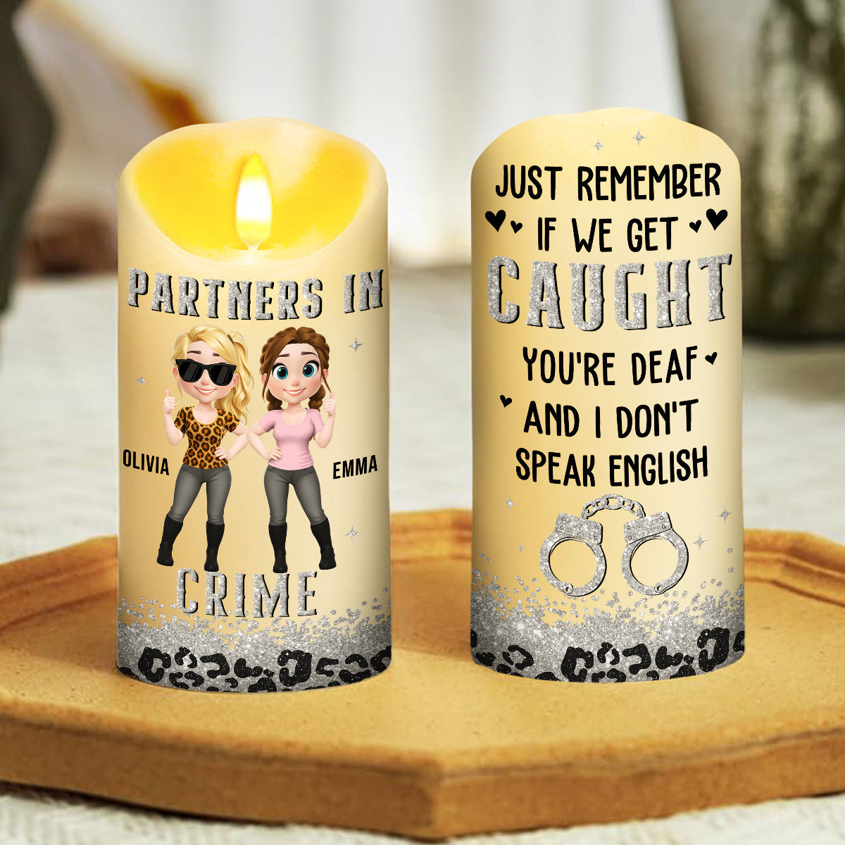 Partners In Crime - Personalized Custom LED Candle