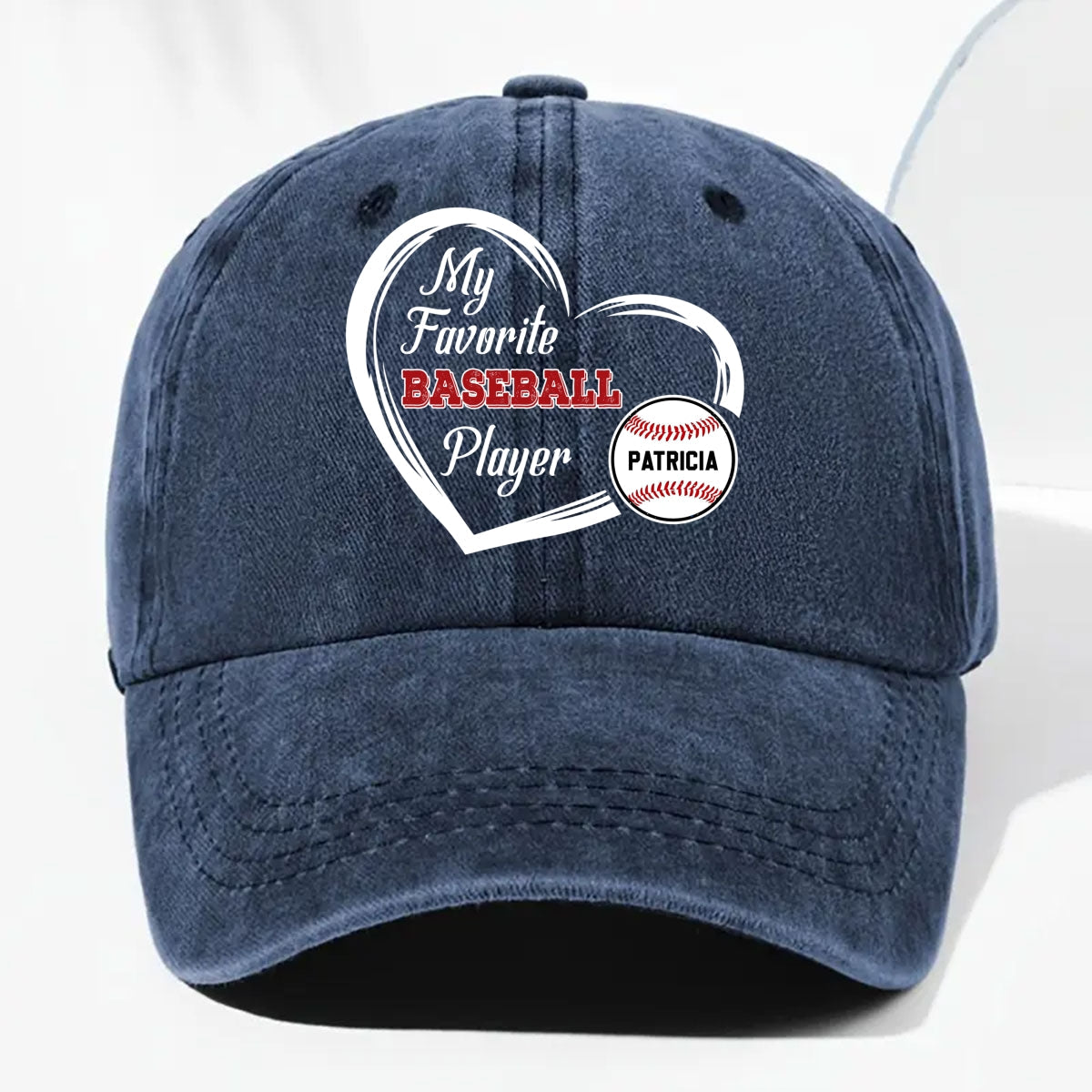 Favorite Players On My Cap - Personalized Custom Vintage Washed Denim Cap