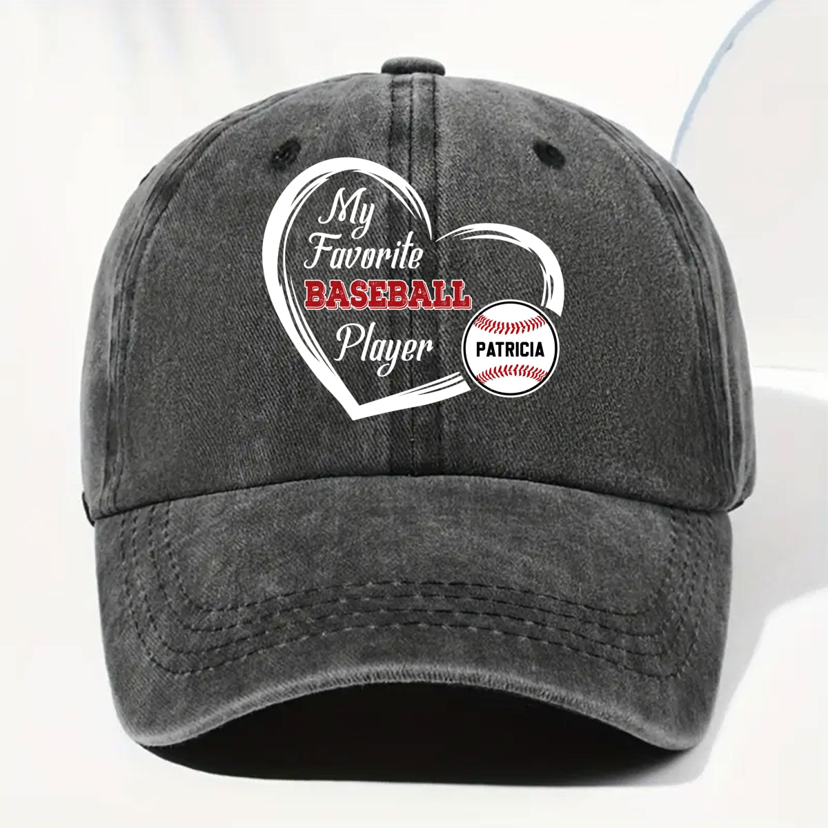 Favorite Players On My Cap - Personalized Custom Vintage Washed Denim Cap