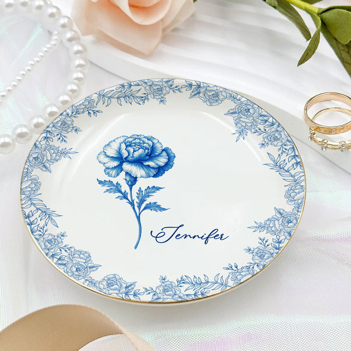 Friends Are Flowers That Never Fade Toile - Personalized Custom Jewelry Dish