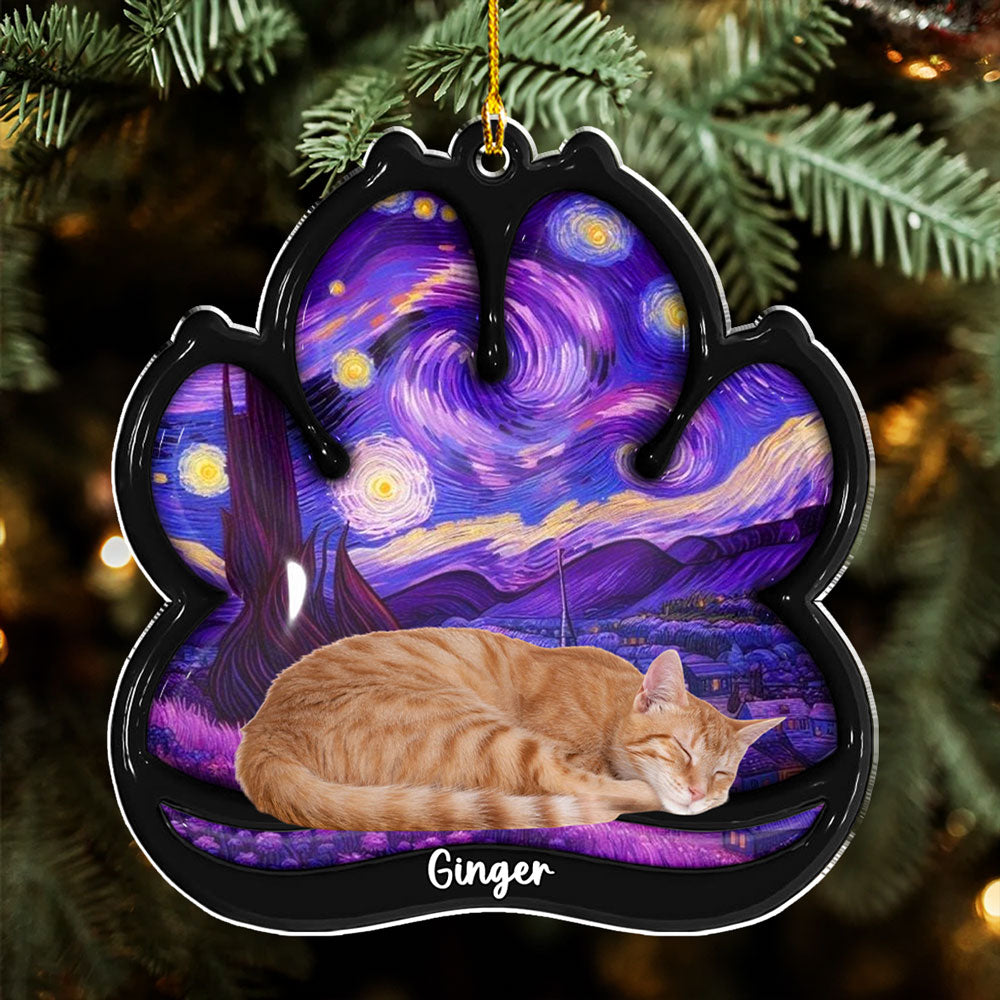 Lay Here With Cat Photo - Personalized Custom 3D Effect Acrylic Ornament
