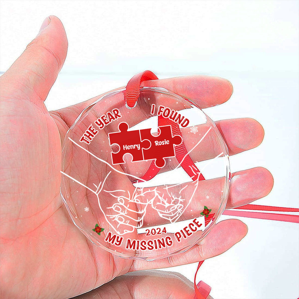The Year I Found My Missing Piece  - Personalized Custom Glass Ornament