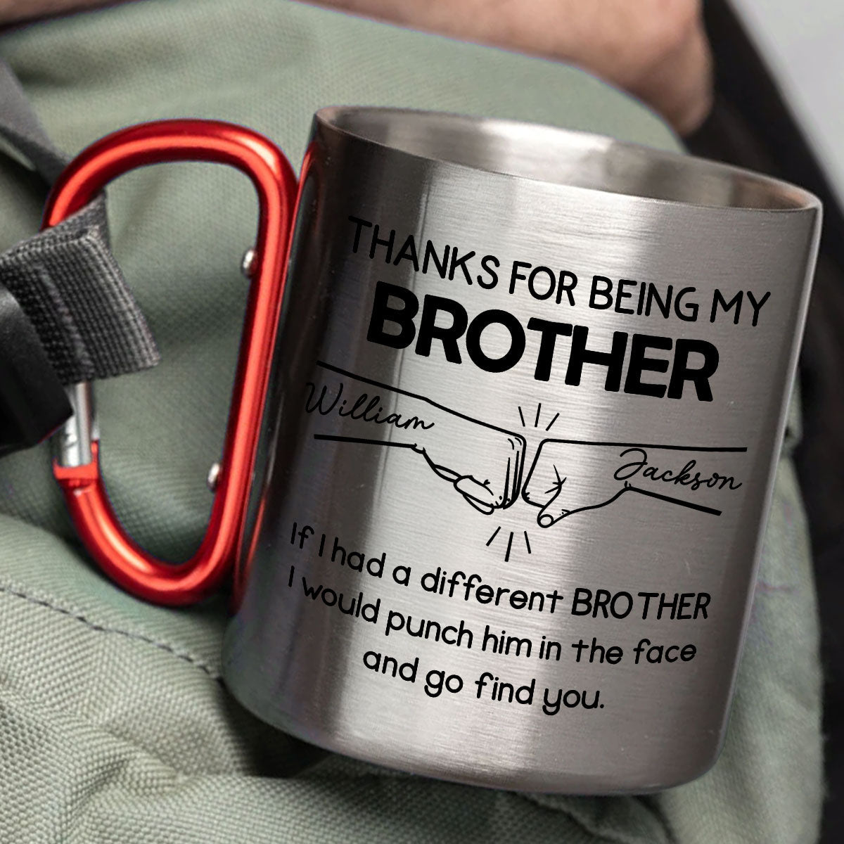 Thanks For Being My Brother - Personalized Custom Carabiner Mug