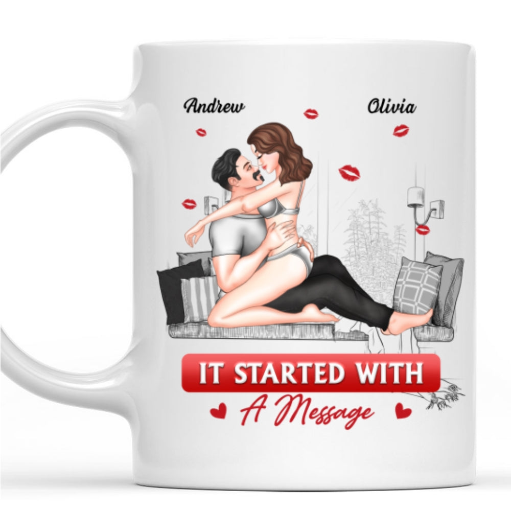 It Started With A Message Couple Gift - Personalized Custom Coffee Mug