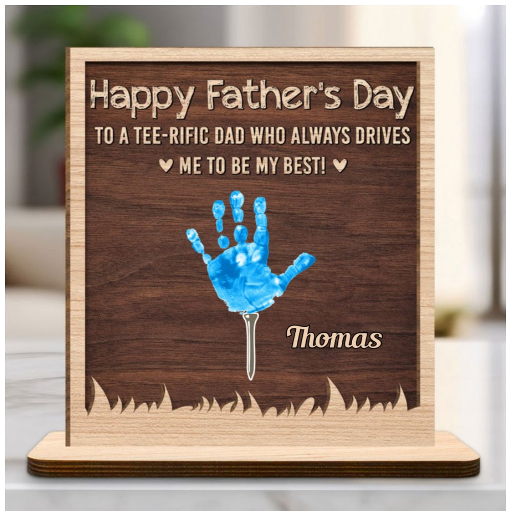 Best Dad By Par - Personalized Custom 2-Layer Wood Plaque With Flat Base