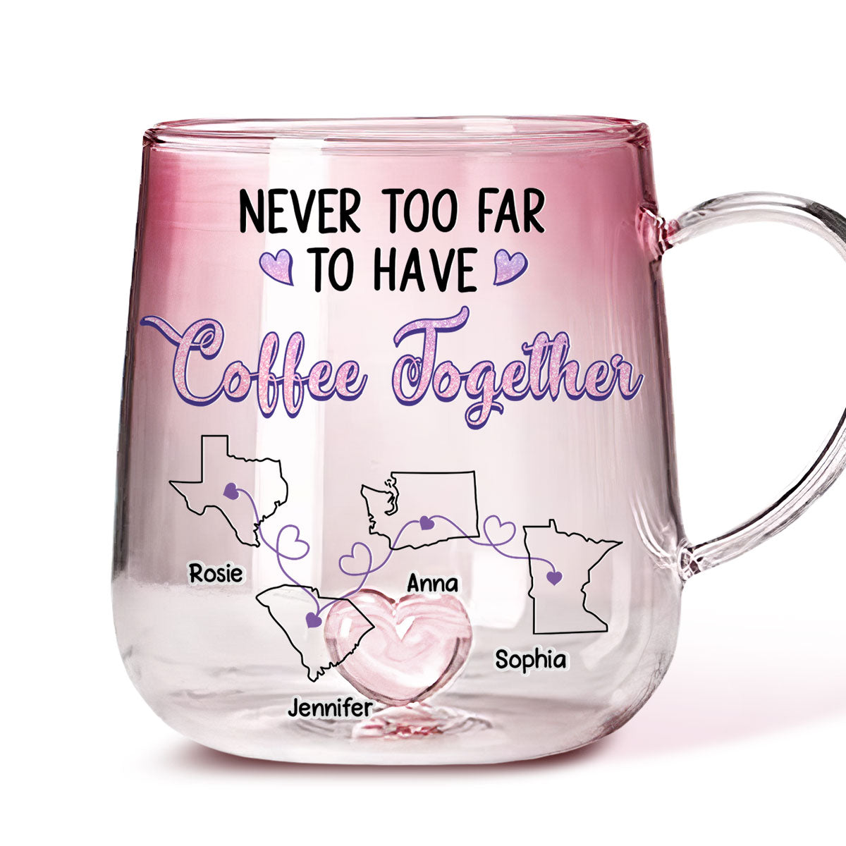 To Have Coffee Together- Personalized Custom Pink Gradient Glass Mug