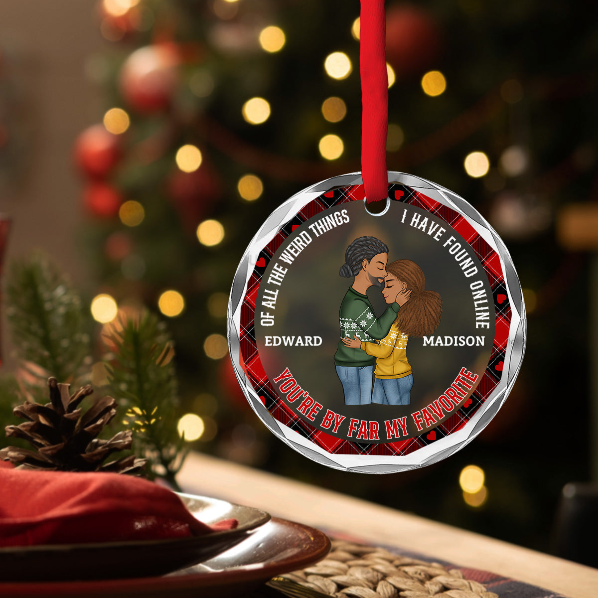 Couple You Are My Favorite By Far - Personalized Custom Glass Ornament