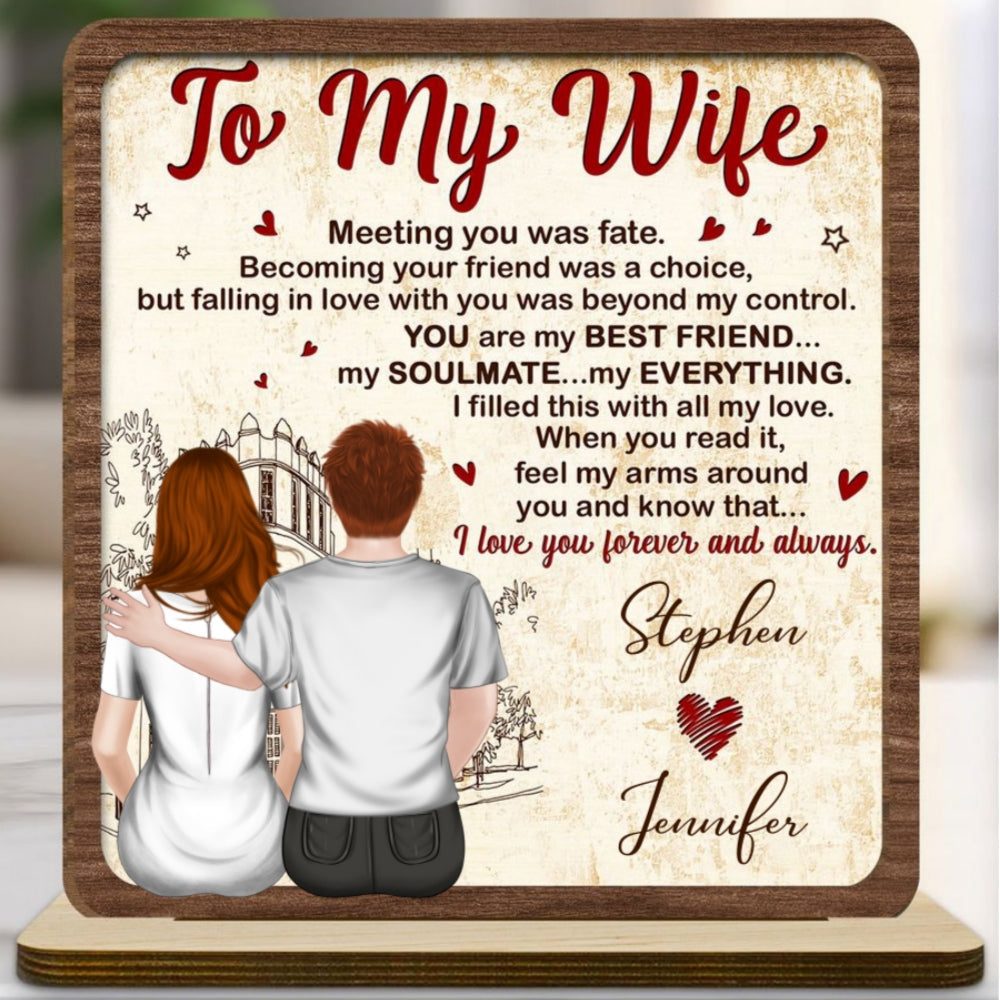 To My Gorgeous Wife - Personalized Custom 2-Layer Wood Plaque With Flat Base