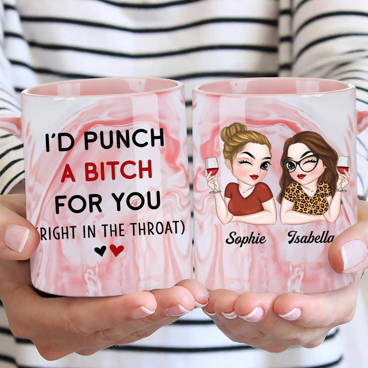 My Besties - Personalized Custom Pink Marble Mug