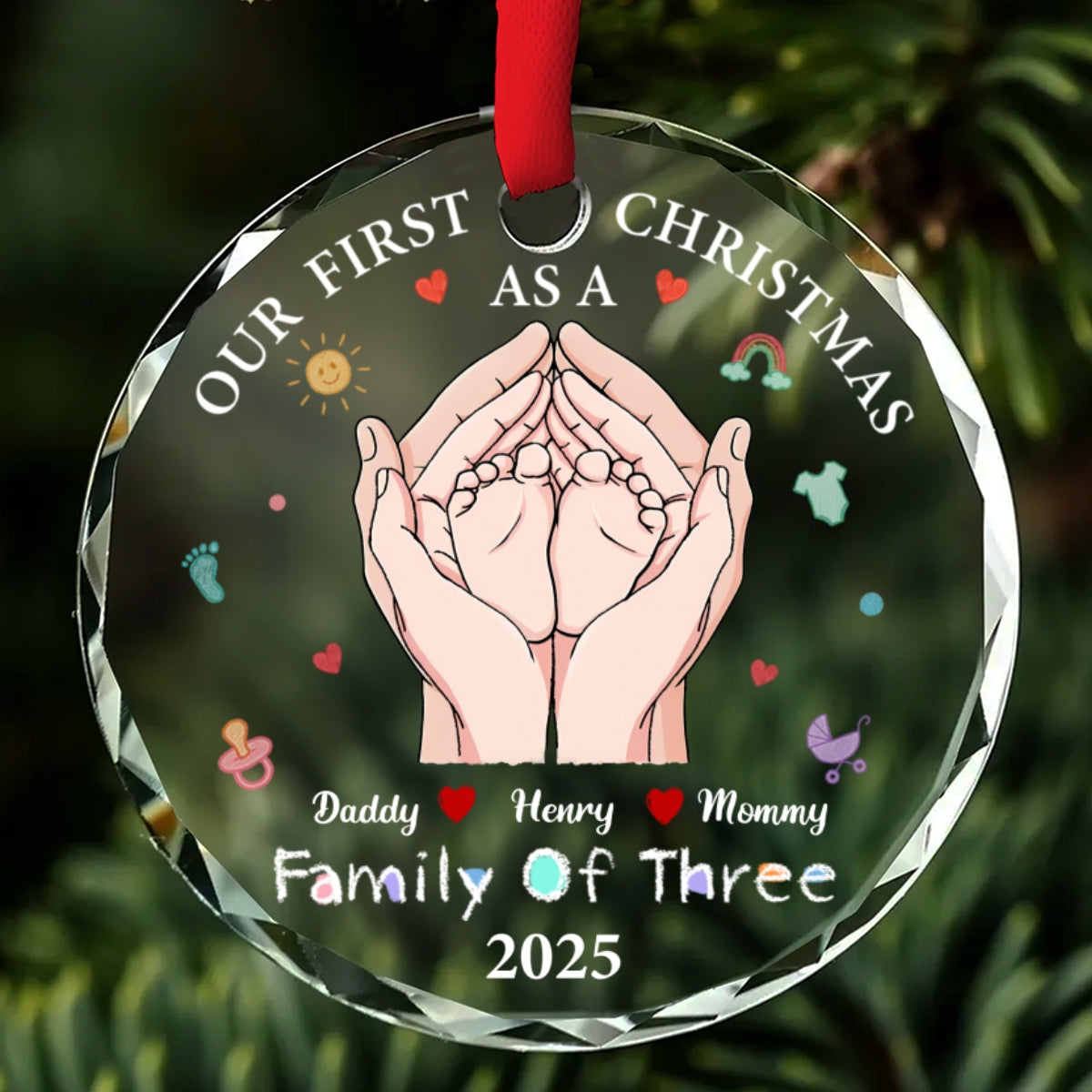 Our 1st Xmas Together - Personalized Custom Glass Ornament