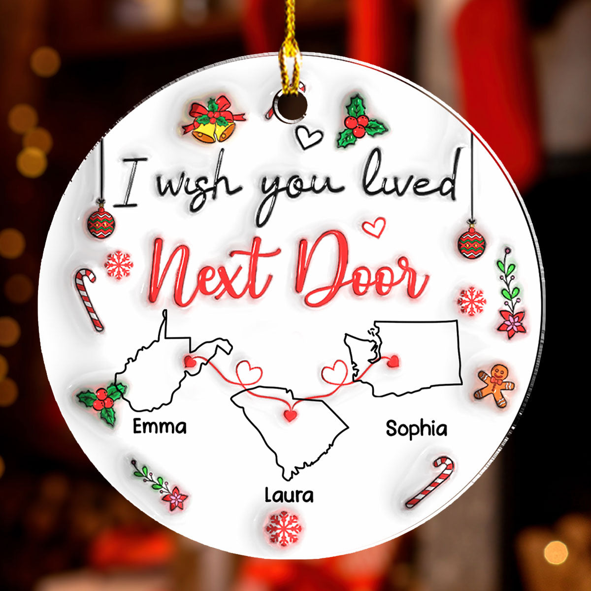 Besties Are Always Close At Heart - Personalized Custom 3D Inflated Effect Acrylic Ornament