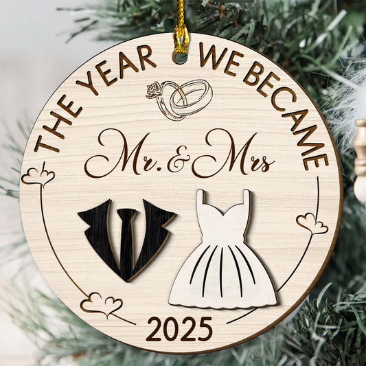 The Year Love Became Forever - Personalized Custom Freeshape 2-Layered Wood Ornament