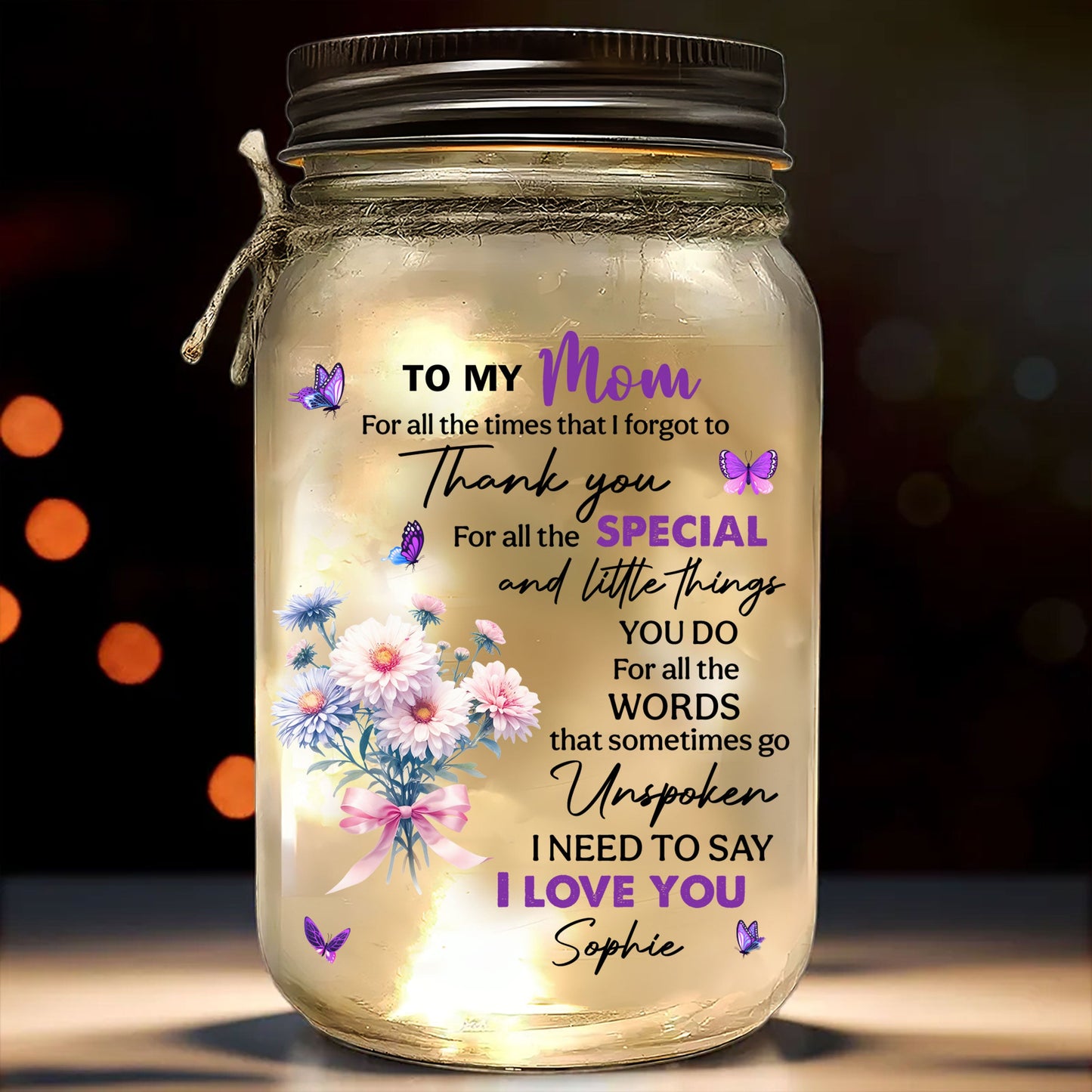Thank You My Great Mother - Personalized Custom Mason Jar Light